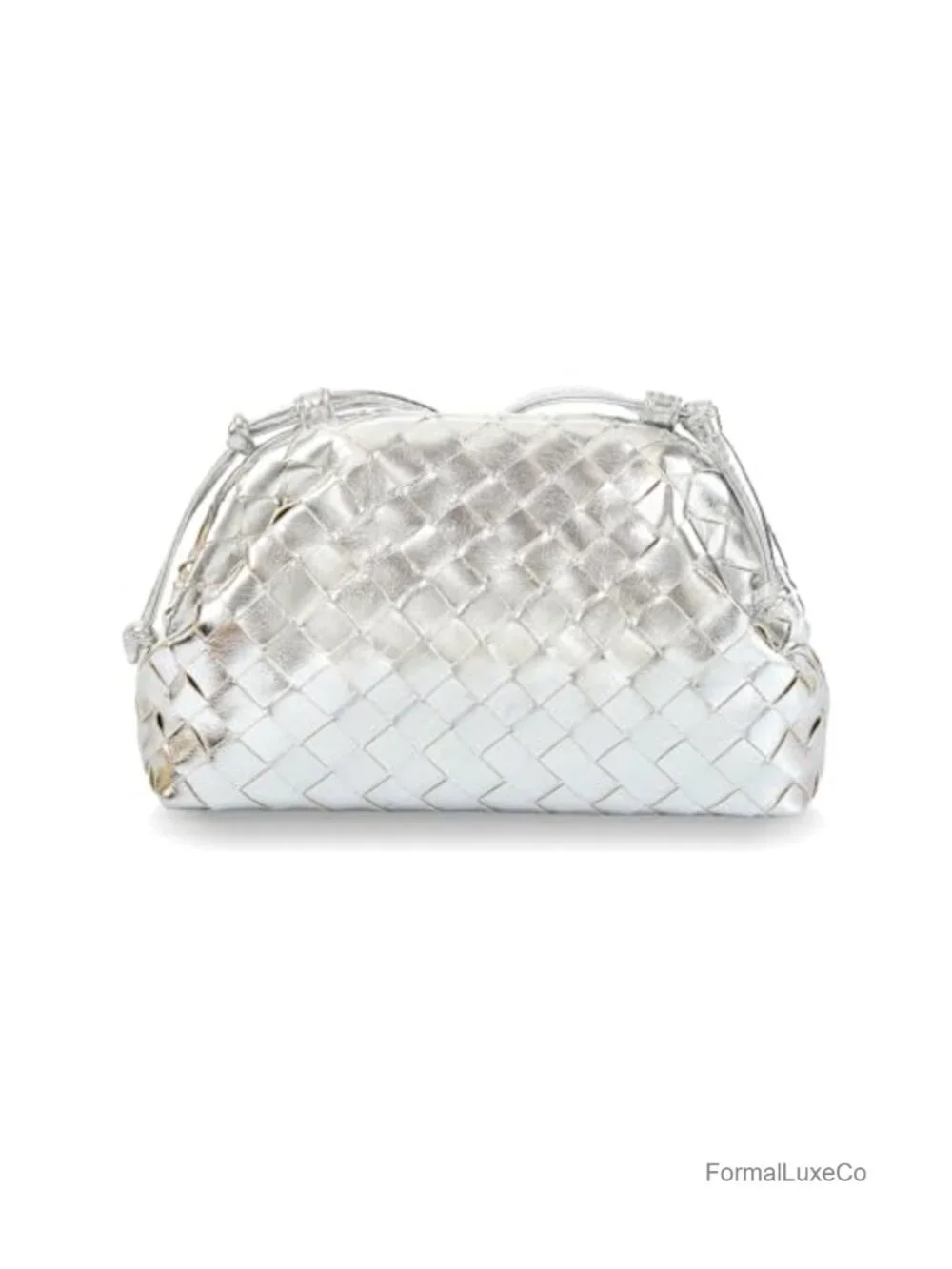 Woven Pleated Vegan Leather Evening Clutch Purse